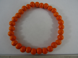 [ OR,049 ] Armbandje Hout 16 cm. Oranje, per stuk