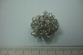 [ 5834 ] Zilver kleur Boullon draad kraal +/- 20 mm. per stuk