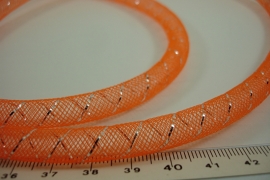 [ 8728 ] 8 mm. open Tube koord, Oranje met Zilver, 1 meter