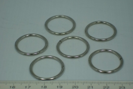[5258 ] Open ring 24 mm.  Chroomkleur  6 stuks