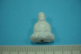 [ 7059 ] Boeddha zit 19 mm. Wit, per stuk