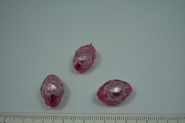 [0601 ] Zilverfolie kraal Roze, ovaal 18 mm.  per stuk