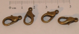 (5081) Karabijn slotje brons 16 mm. 4 stuks.