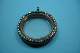 [ 6242 ] Locker Rond 31 mm. Koperkleur met Glitter, per stuk