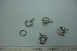 [5422 ] Veerring slotje, 9 mm. Chroom kleur, 4 stuks met splitring