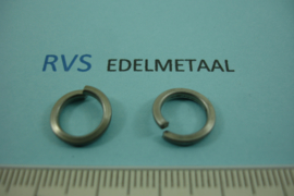 [ 8482 ]  RVS mat, Open Ring plat, 12 mm. x 1.8 mm.  per 15 stuks