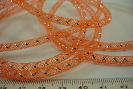 [ 6401 ] Open Tube koord 4 mm. Oranje met Zilver,  per meter