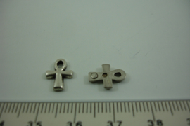 [ 0207 ] Ank Kruisje 11 mm. metaal zilverkleur, per 5 stuks