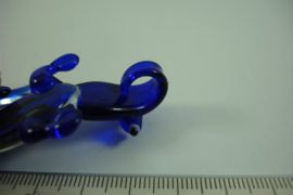 [ 6660 ] Glas hanger 6 cm. x 3.5 cm. Salamander, Blauw, per stuk