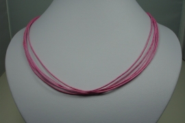 [ 5933 ] 5 Roze Draden Ketting 45 cm. met slot, per stuk
