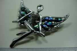 [ 6322 ] Engel broche 5.8 cm. Paua Schelp, per stuk