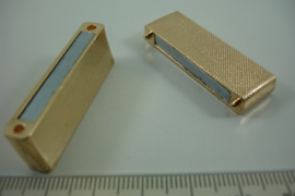 *[ 0971 ] Magneet slot 39.4 x 25.4 mm.Goudkleur met werkje, per stuk