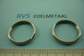 [ 8541 ]  RVS  Split ring  20 mm.  per 3 stuks