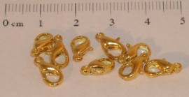 (5083) Karabijn slotje goudkleur 10 mm. 9 stuks.