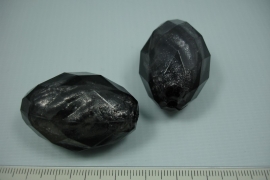 [0588 ] Zilverfolie kraal Zwart, ovaal 40 mm. per stuk