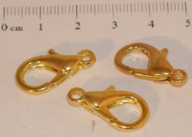 (5087) Karabijn slotje goudkleur 20 mm. 3 stuks.