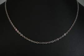 [ 8532-48 ] RVS  Platte schakel 3 x 2 mm. Ketting 48 cm.