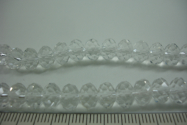 [ 6681 ]  Spacer Glaskraal 8 mm.  Kristal, per streng
