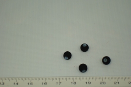 [0354 ] Glas kraal met rubber 6 mm. Zwart