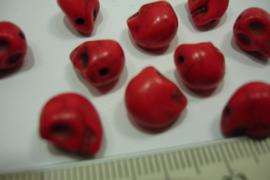 [ 0750 ] Doodshoofd kraal 10 mm. Rood, per stuk