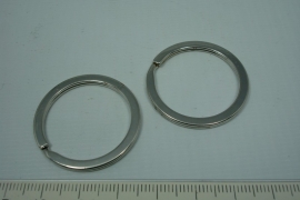 [5599 ] Split ring plat 35 mm. Zilverkleur, 4 stuks