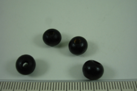[ 6802 ] Houten kraal 8 mm. Zwart, per 4 stuks
