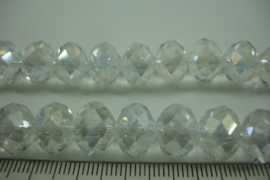 +[ 6694 ] Glaskraal Spacer 12 mm. Kristal AB, per streng