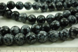 [ 8633 ] Snow Flake Obsidian  8 mm.  per streng 39 cm.