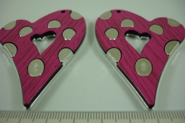 [ 6627 ] Hart Roze, rechts en links 7 x 5 cm. per set