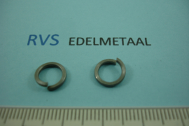 [ 8481 ] RVS mat, Open Ring Plat,  9 mm. x 1.2 mm.  per 20 stuks
