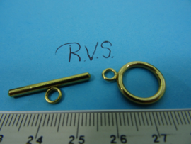 [ 1049 ] R.V.S. Kapittel slot 15 mm. Glad, Verguld, per set