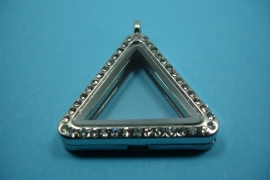 [ 6233 ] Locker Driehoek 33 mm. Zilverkleur met Glitter, per stuk