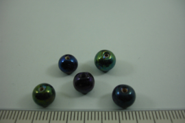 [ 6701 ] Keramiek kraal +/- 6 mm.  Olie AB kleur, per 15 stuks