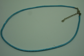 [ 1415 ] Ketting 42 cm. Satijnkoord 2 mm. Turkoois