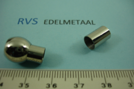[ 6981 ] RVS  Bol,  6 mm. inlijm Magneet slot, per stuk