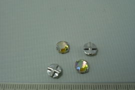 [0655 ] Kruislinks kraaltje 6 mm. Kristal AB, per stuk