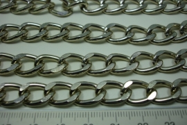 [ 6150 ] Ketting Chroom, platte schakel 15 x 11 mm. per meter