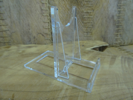 [ O ] Standaard voor Schijf, middel 5½ x 9½ cm. Helder kunststof, per 2 st.