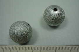 [ 5838 ] Zilver glitter kraal 16 mm. per stuk