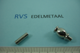 [ 8518 ] RVS, Magneetslot sierbal 2 mm. inw.  per stuk