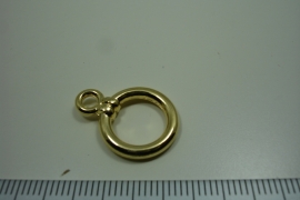 [ 6053 ] Gesloten Ring 15 mm. met Oog 5 mm. Goudkleur, per stuk