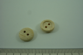 [ 1083 ] Houten Knoop 11 mm. 2 gats, per stuk