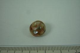 [ 1092 ] Brown lip schelp 11 mm. rond geblokt, per stuk
