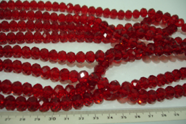 +[ 8460 ] Glaskraal Spacer 10 mm. donker Rood, per streng