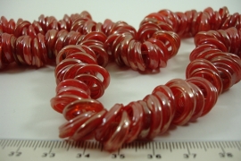 [ 6412 ] O Kraal Glas +/- 14 mm. Warm Rood, per streng +/- 150 stuks