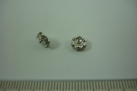 [ 1315 ] Rondel 6 mm. Zilverkleur met Kristal helder, per stuk