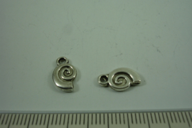 [ 1279 ] Schelp slakje 12.5 mm.  Zilverkleur metaal, per stuk