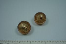 [0616 ] Zilverfolie kraal Licht Amber, rond 20 mm. per stuk