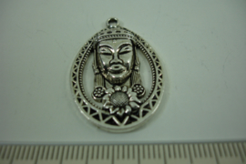 [ 1276 ] Boeddha in sierrand 35 mm.  Zilverkleur, per stuk