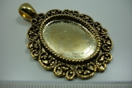 [ 0856 ] Cabochon houder ovaal 40 x 32 mm. Goud kleur, per stuk